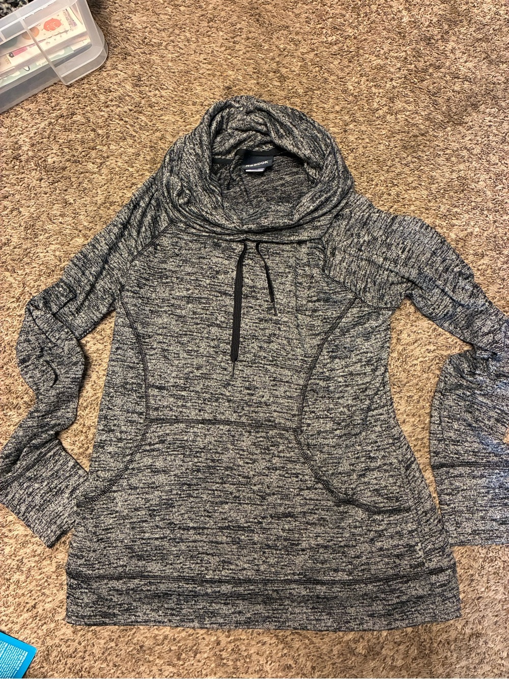 Reebok Gray Marled Cowl Neck Hoodie Pullover
